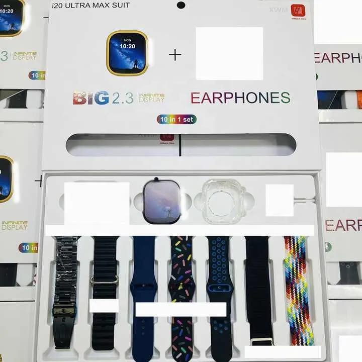 i20 Ultra Max Smartwatch with TWS Earphone Wireless 7 Straps Heart Rate Tracker Ultra 8 Smart Watch