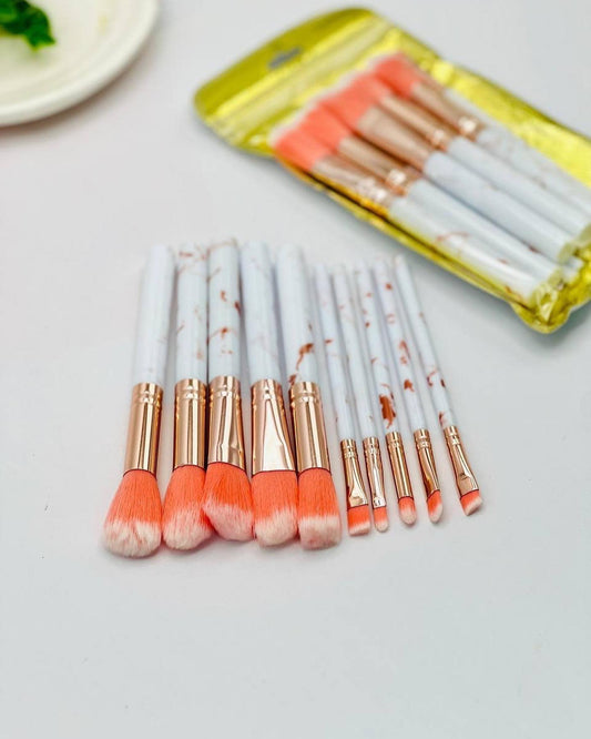 10 Pieces Marble Pattern Makeup Brush Set