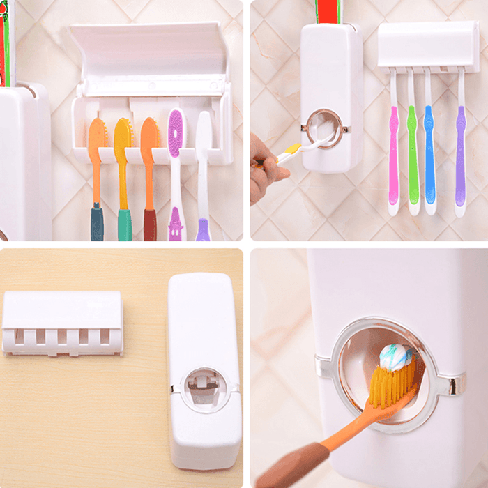 Automatic Toothpaste Dispenser & Brush Holder