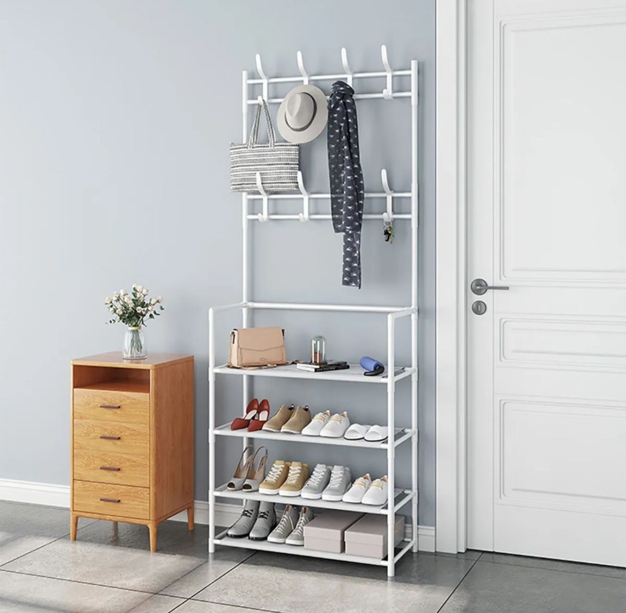 Multi-Function Shoes Rack With Hanger, Living Room Clothes Storage Rack  METAL CHINA 🇨🇳  BOX PACKED