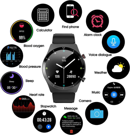 Smart Watch with Call, Full Touch Screen Sports Smartwatch with Blood Oxygen, Heart Rate, Sleep Monitor, GPS, Fitness Voice Control, Bluetooth Call, Music