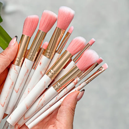 10 Pieces Marble Pattern Makeup Brush Set