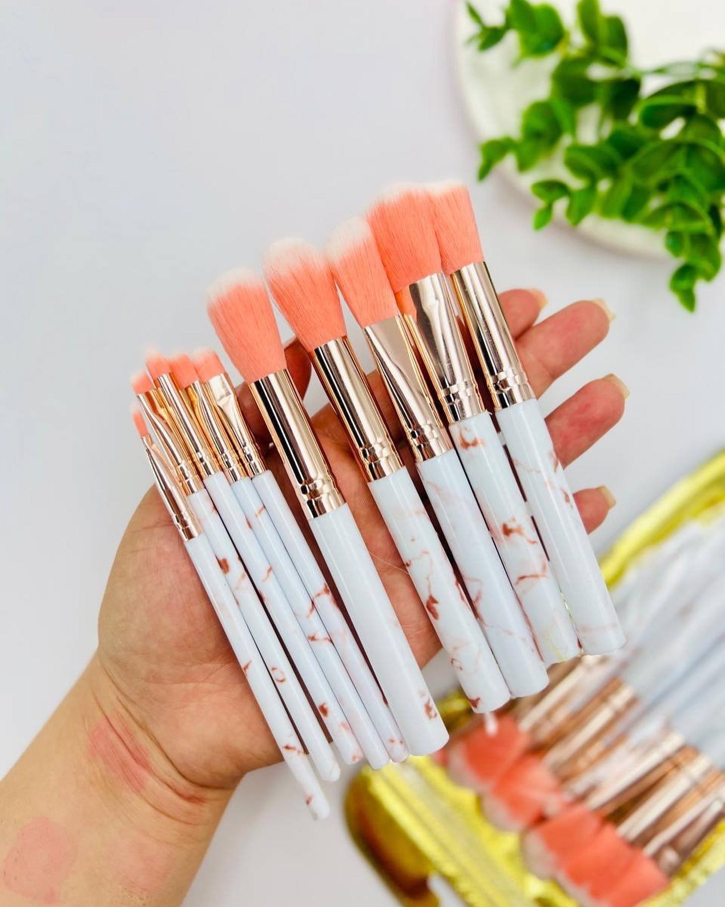 10 Pieces Marble Pattern Makeup Brush Set