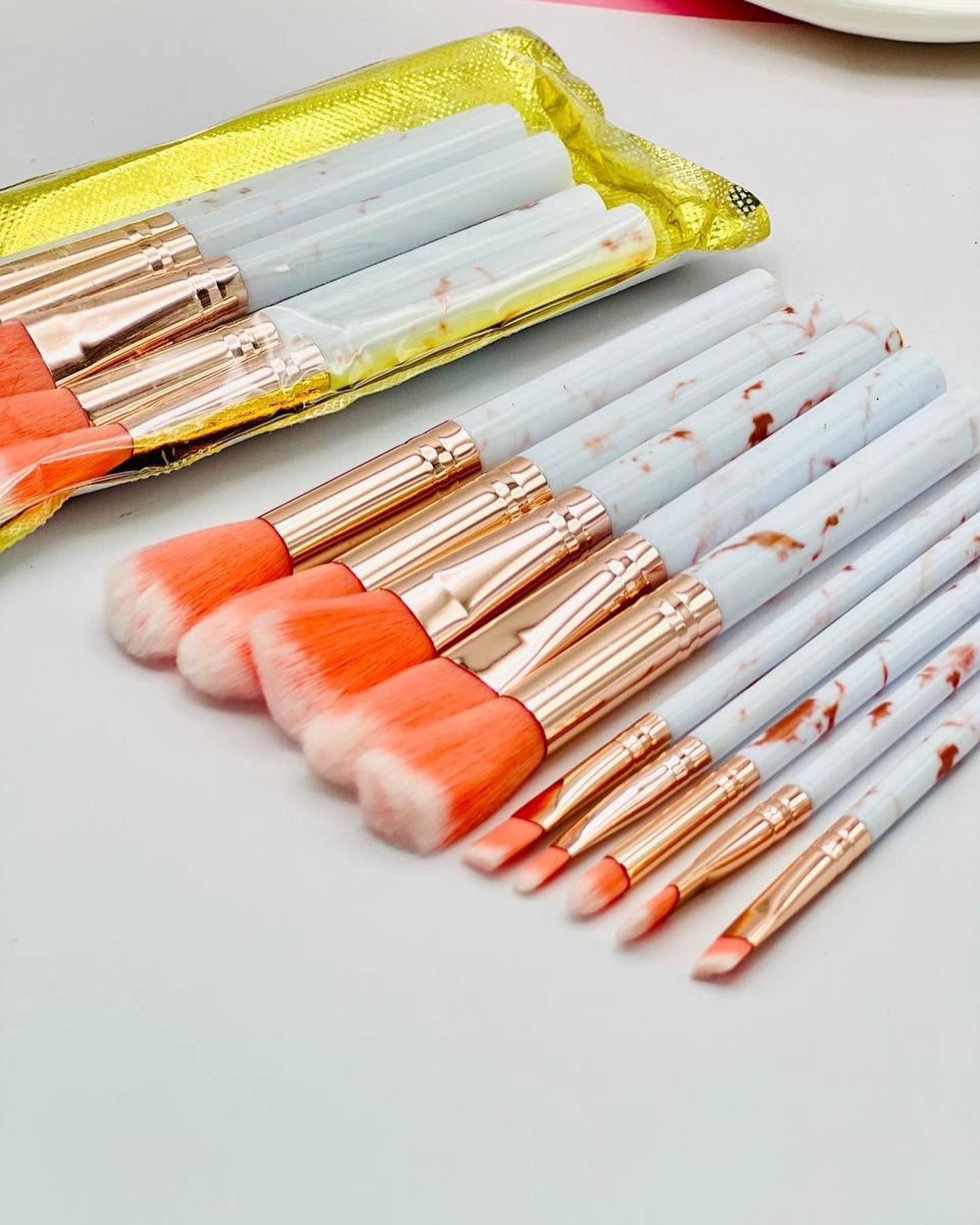 10 Pieces Marble Pattern Makeup Brush Set