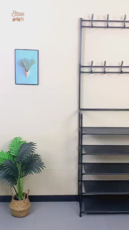 Multi-Function Shoes Rack With Hanger, Living Room Clothes Storage Rack  METAL CHINA 🇨🇳  BOX PACKED